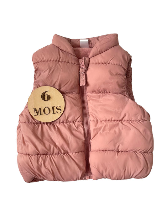 Doudoune sans manche, rose, doublée polaire, TEX