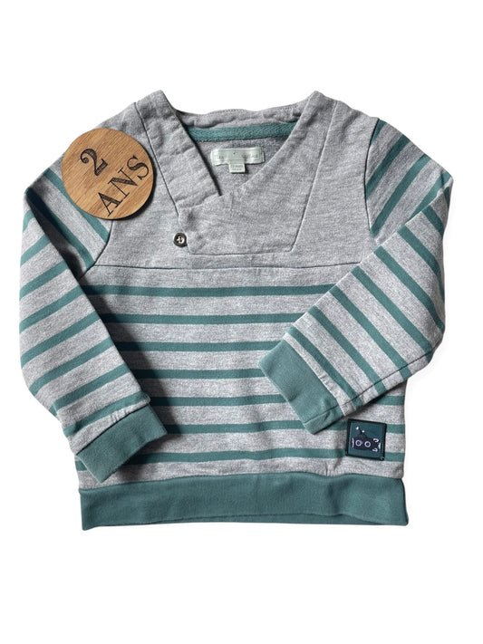 Pull fin rayé, gris/ bleu, Mes petits cailloux