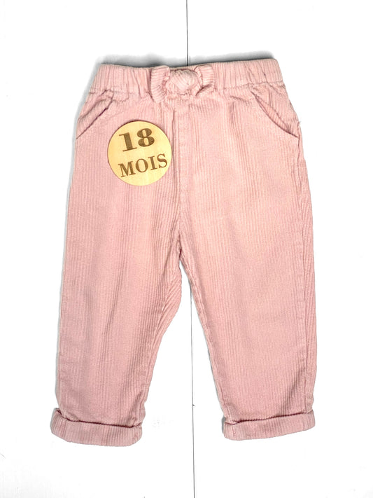 Pantalon velours côtelé, rose, Vertbaudet