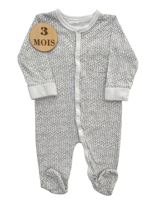 Pyjama coton, gris et blanc