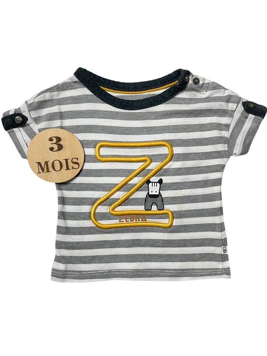 Tee-shirt, rayé gris, Obaïbi