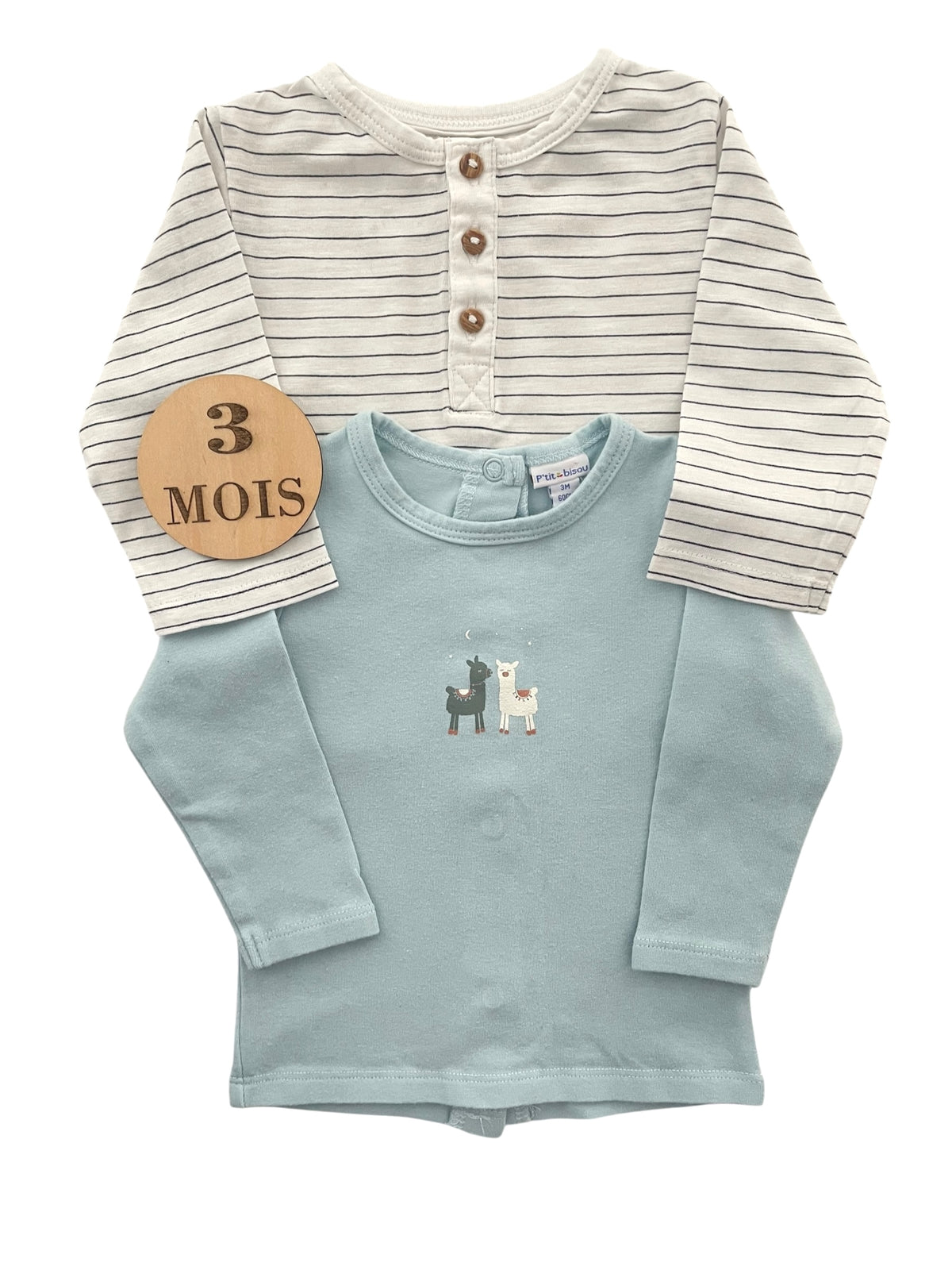 Lot 2 tee-shirts, Kiabi / P’tit Bisous
