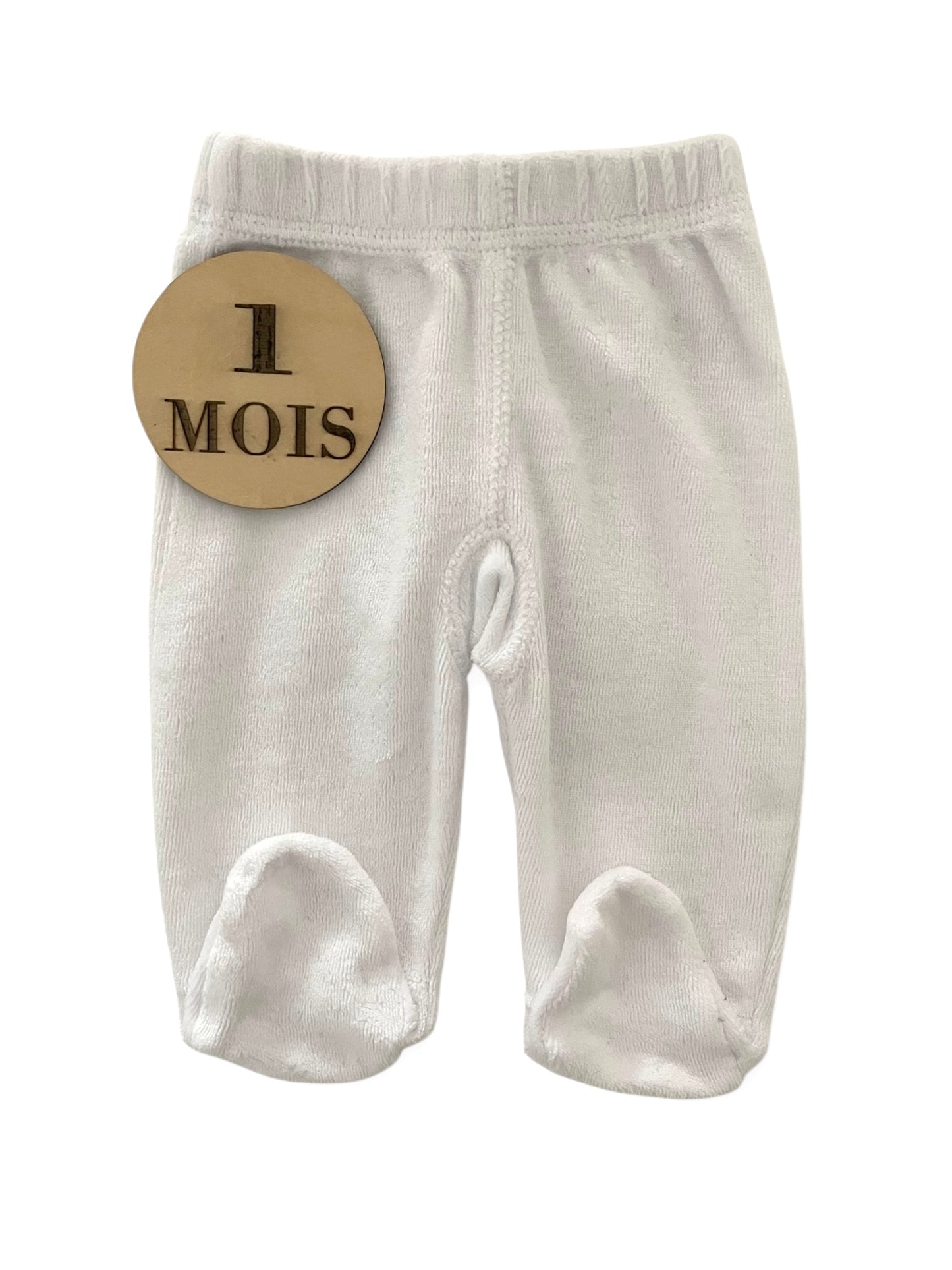 Pantalon à pieds, velours blanc, Gémo