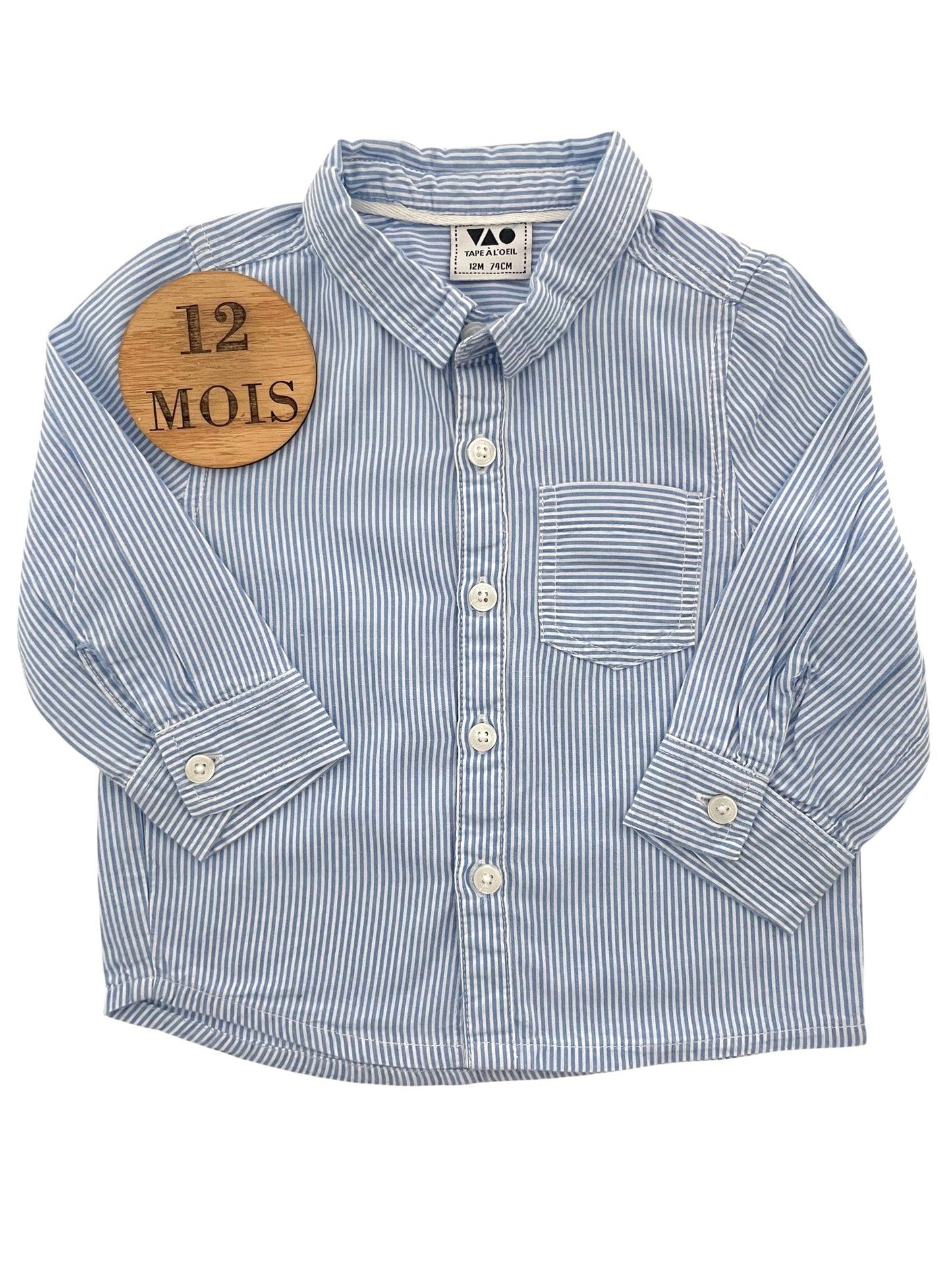 Chemise rayée, bleu, TAO