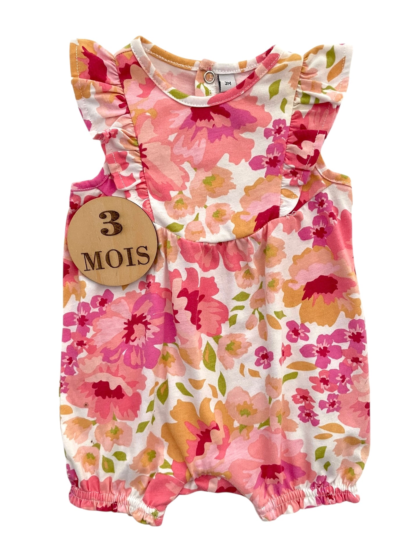 Combishort fleurs rose