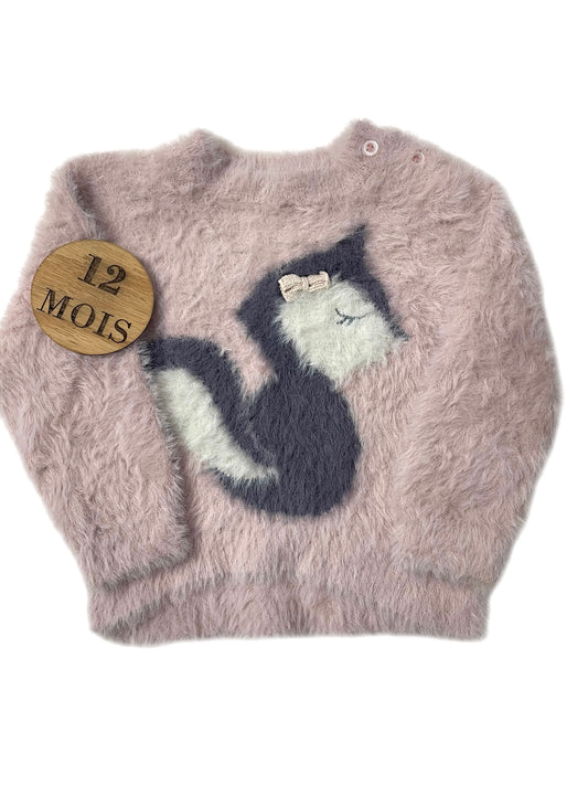 Pull fausse fourrure renard