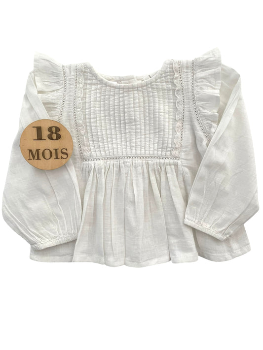 Blouse écru à volants, Mango