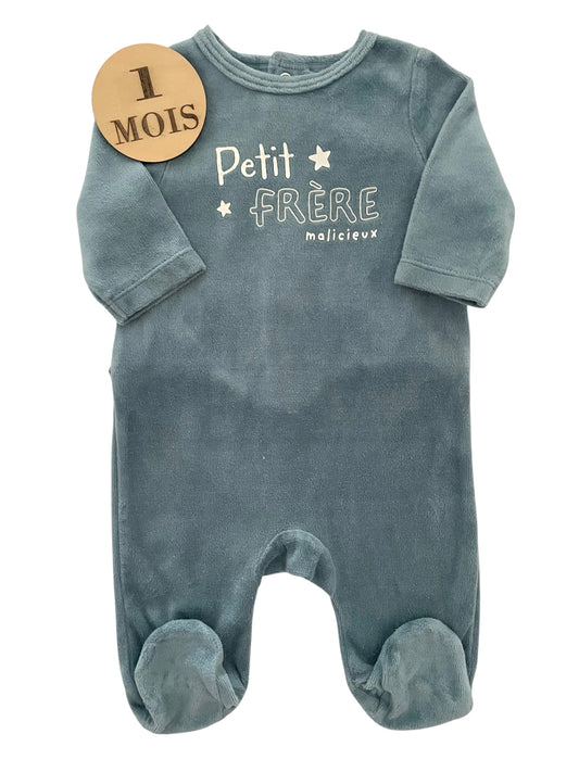 Pyjama velours, bleu, petit frère, Gémo