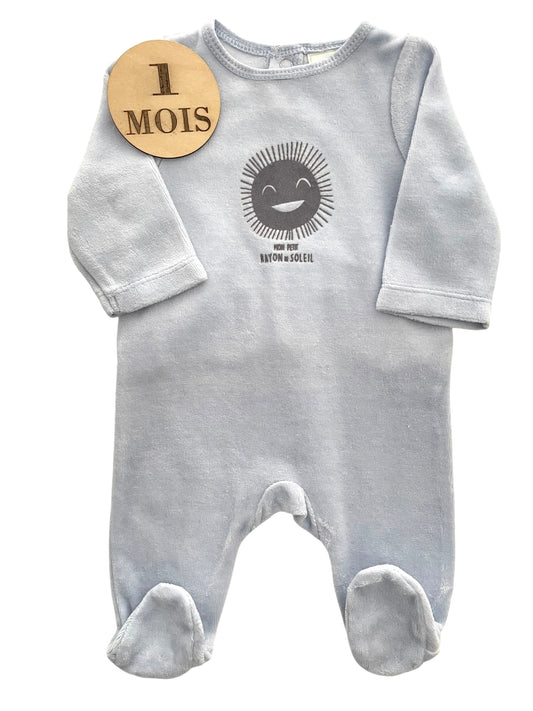 Pyjama velours, bleu-ciel, soleil, TAO