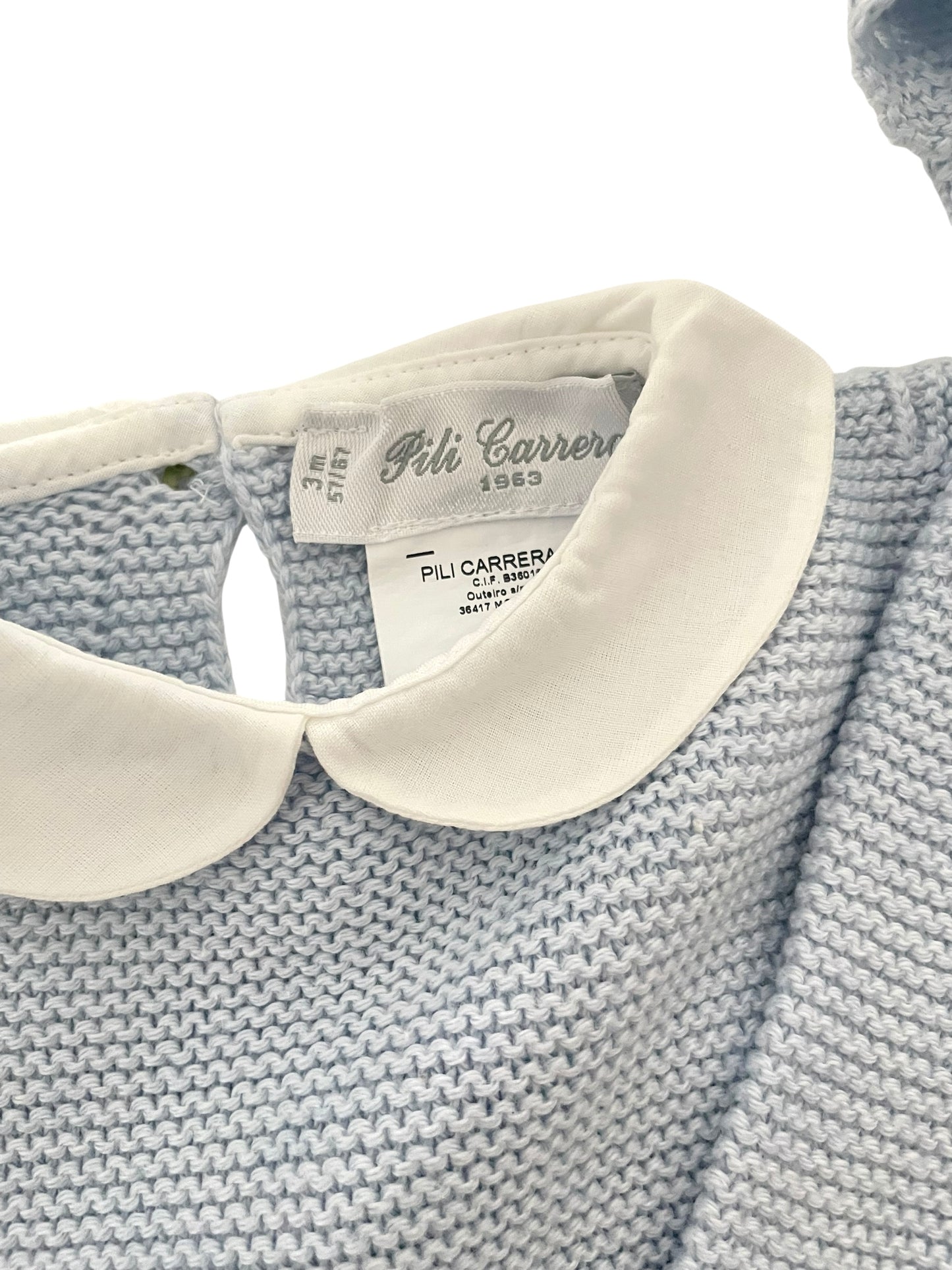 Ensemble 3 pièces, en mailles, bleu, (95% coton, 5% cachemire), Pili Carrera