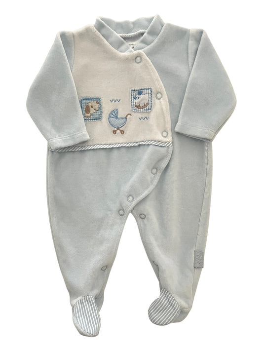 Pyjama velours, bleu ciel