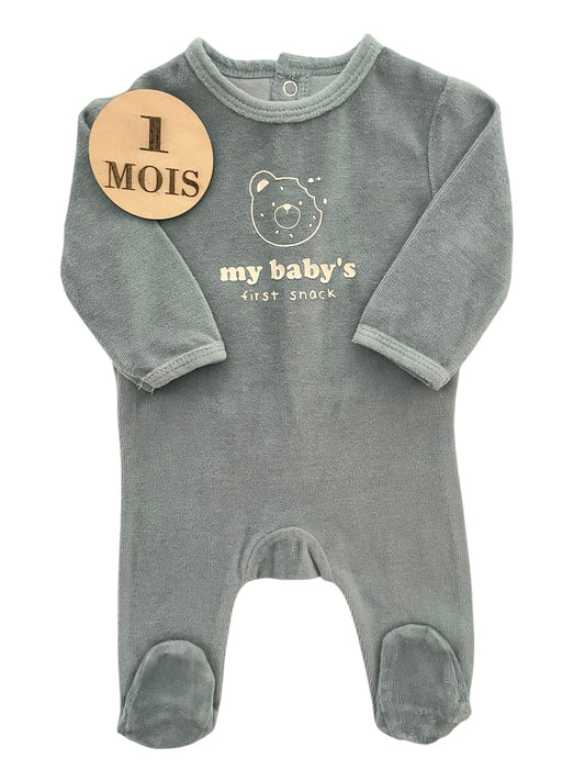 Pyjama velours, bleu-gris, Kiabi