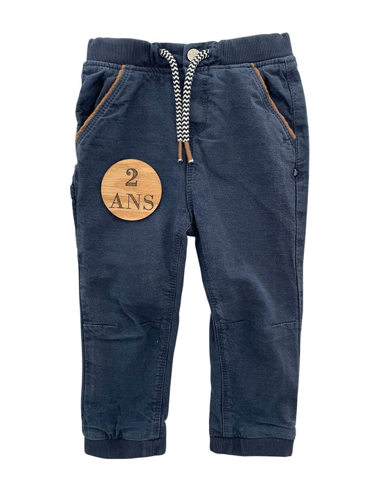 Pantalon bleu-marine, doublé coton, Obaïbi