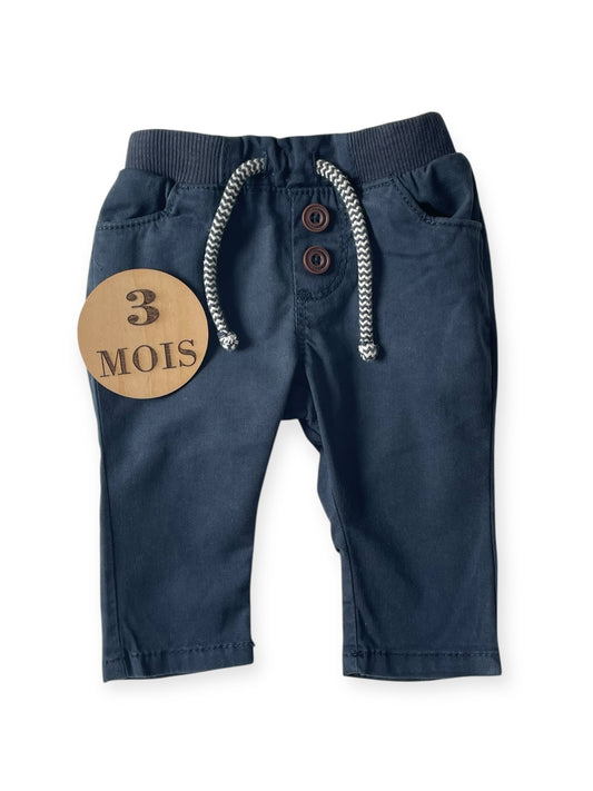 Pantalon bleu-marine, taille élastique, TAO