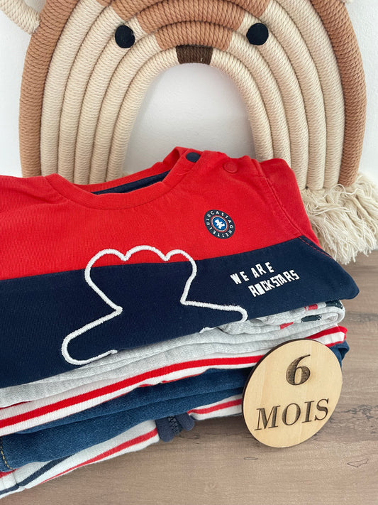 Box 5 pièces, mi-saison, 6 mois (rouge/ bleu/ blanc)