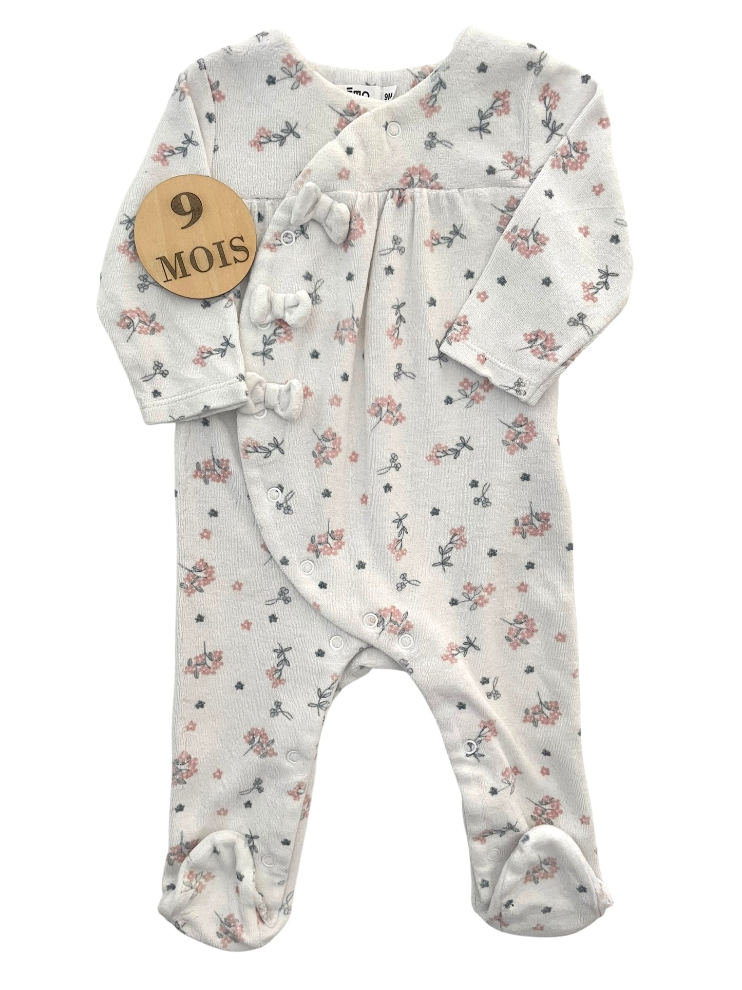 Pyjama velours blanc fleuri, Gémo