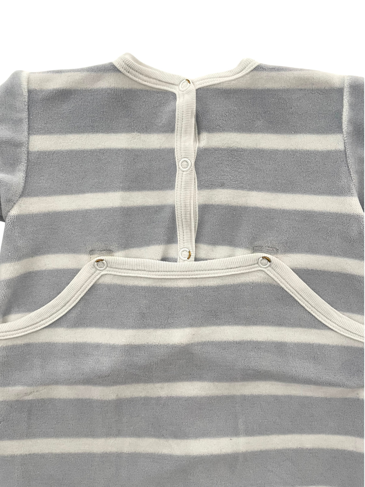 Pyjama velours, rayé gris, Petit Bateau