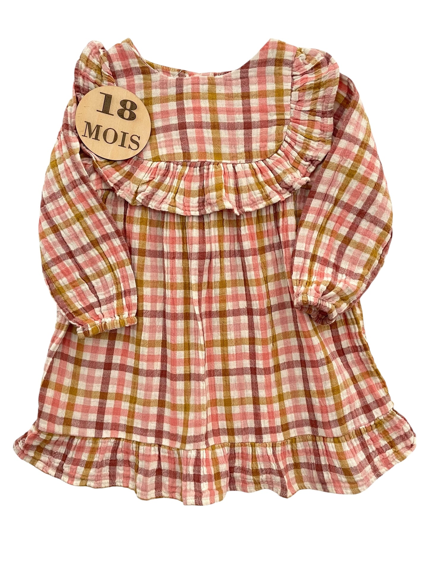 Robe gaze de coton, à carreaux, Kiabi