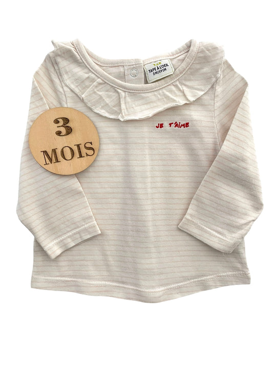 Tee-shirt à col, rayé, TAO