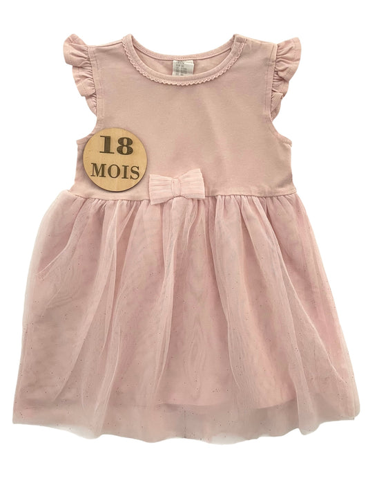 Robe rose poudrée, jupe en tulles, H&M