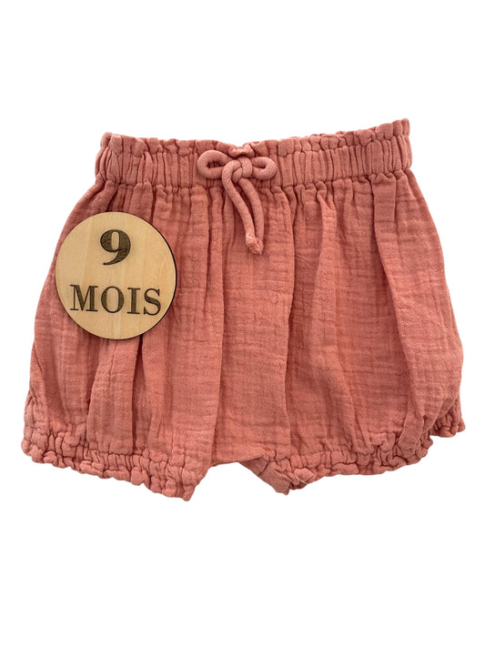 Short gaze de coton rose, Vertbaudet