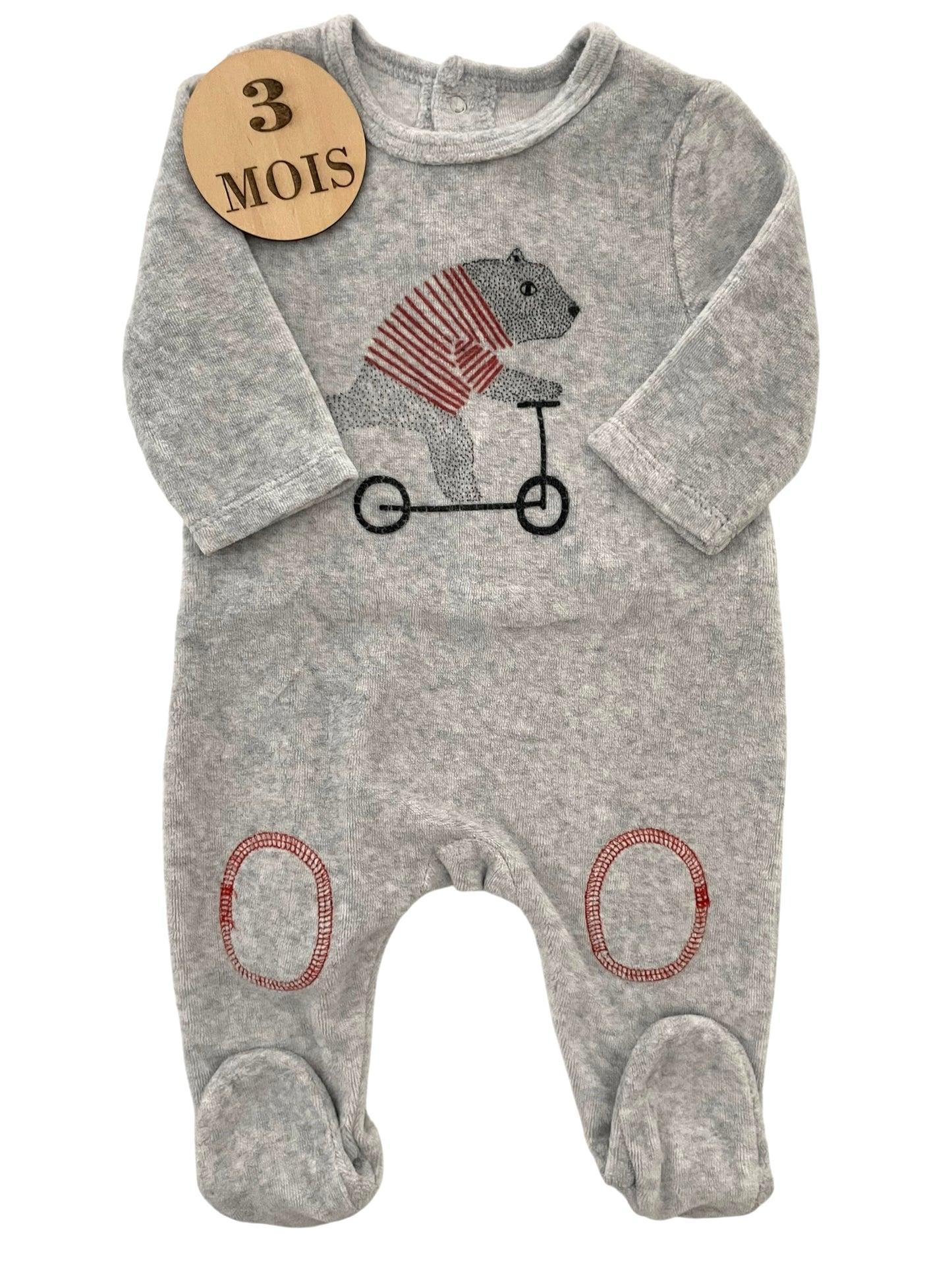 Pyjama velours gris, ours, La Redoute