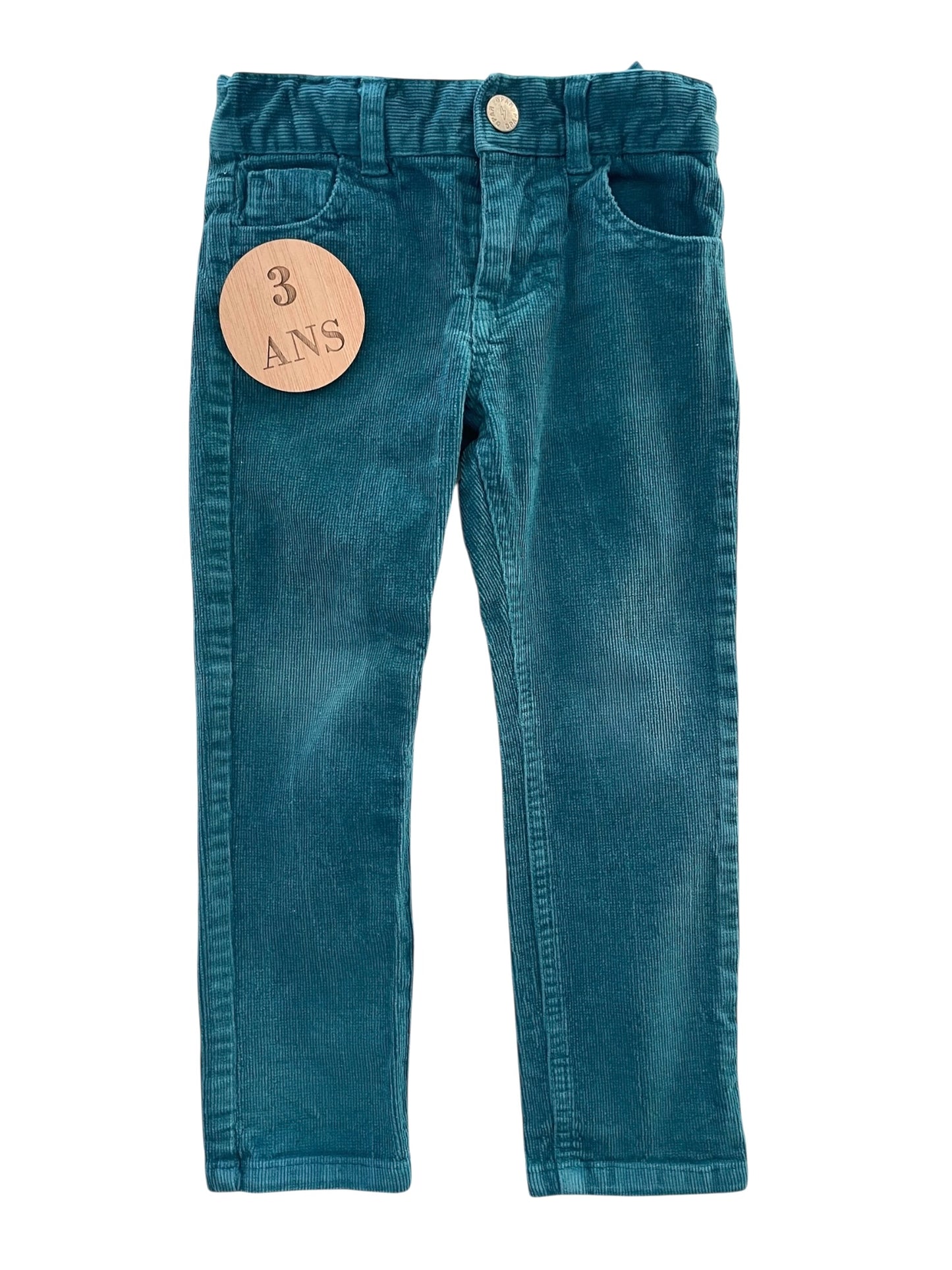 Pantalon velours côtelé, bleu canard, DPAM