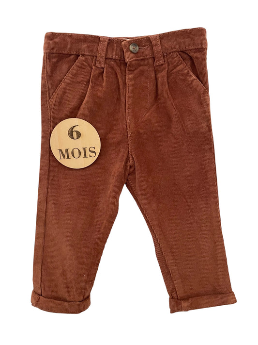 Pantalon velours côtelé, marron, Vertbaudet