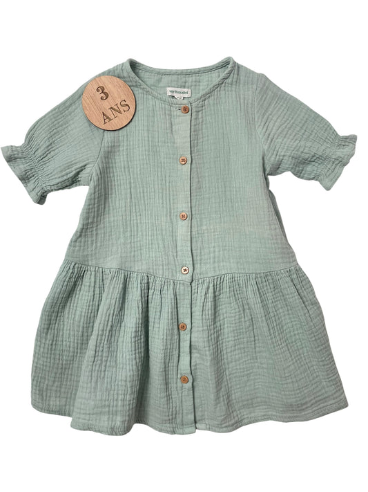Robe gaze de coton, vert d’eau, Vertbaudet