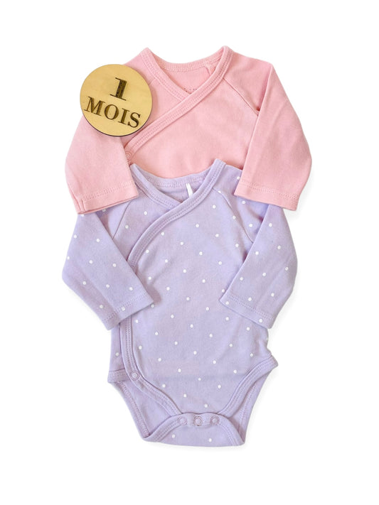 Lot 2 bodies, rose et violet, Mes petits cailloux
