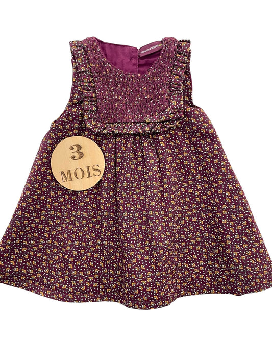 Robe  prune, fleurie, Sergent Major