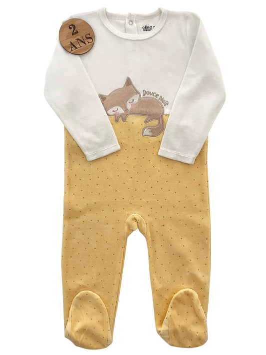 Pyjama velours, jaune et blanc, Gémo