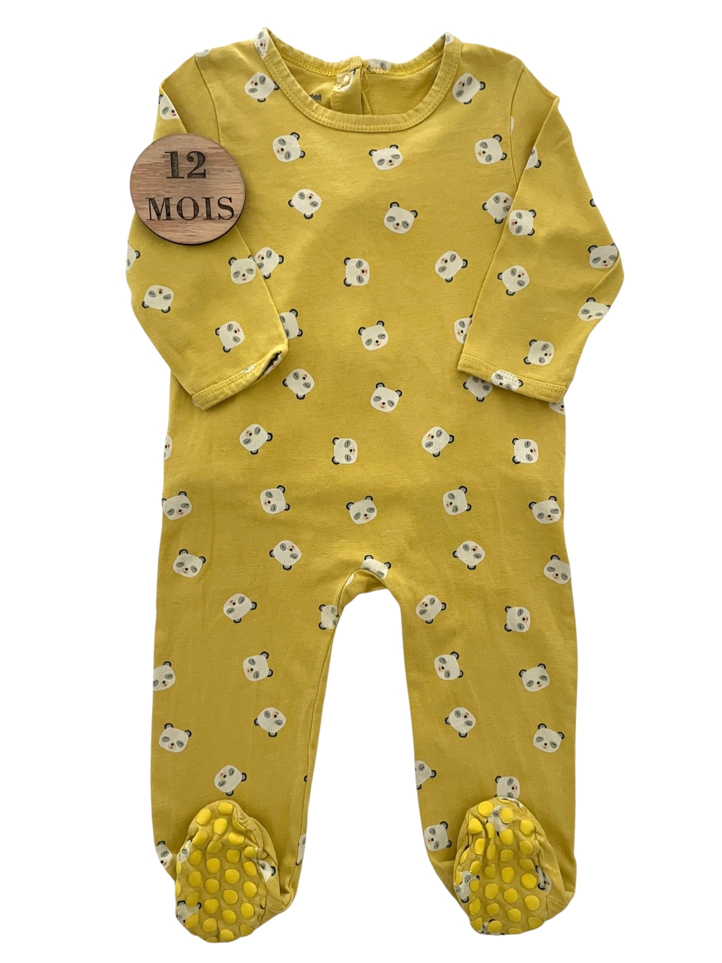 Pyjama coton, jaune, pandas, Vertbaudet