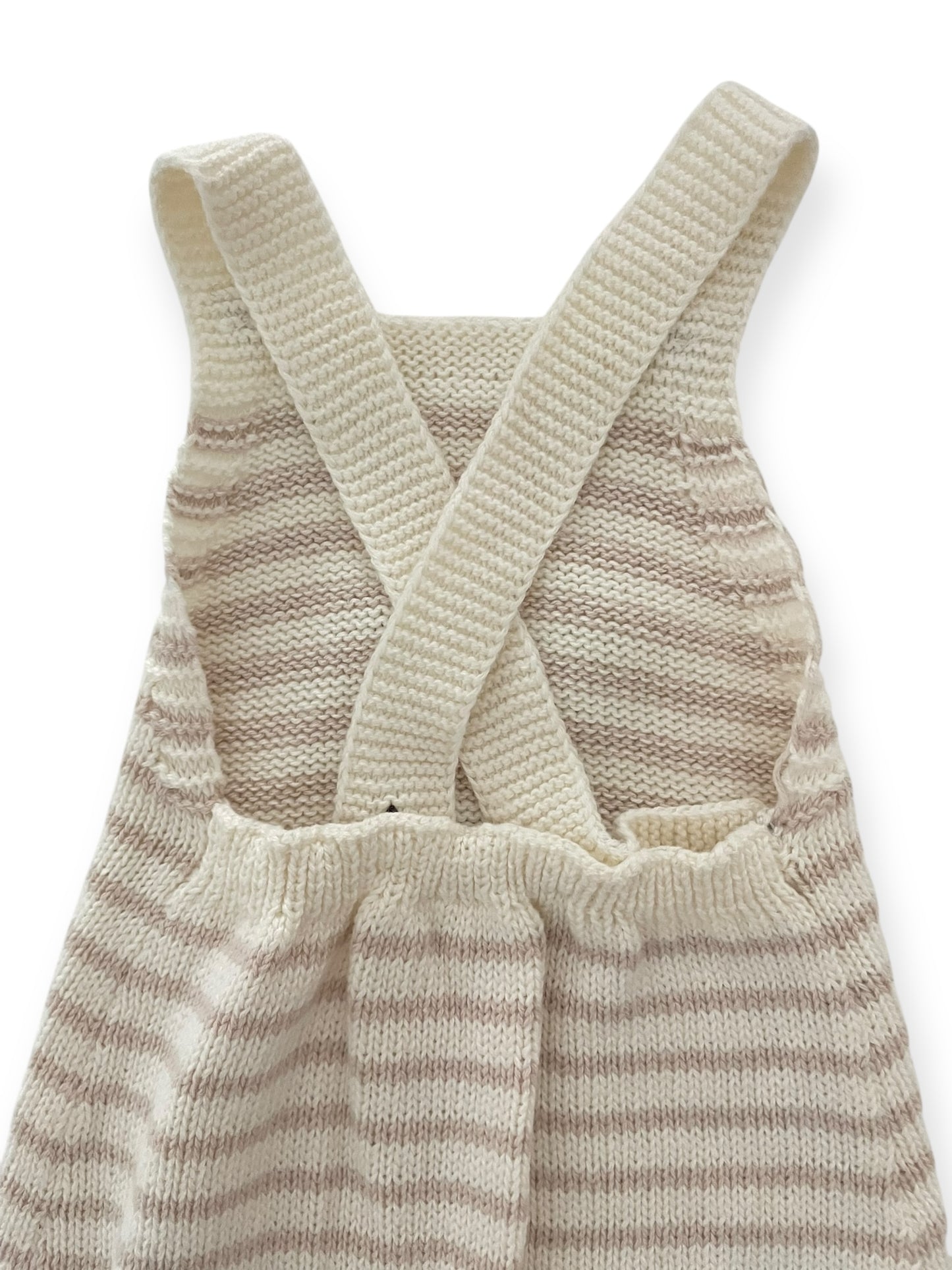 Barboteuse en mailles, rayée, crème