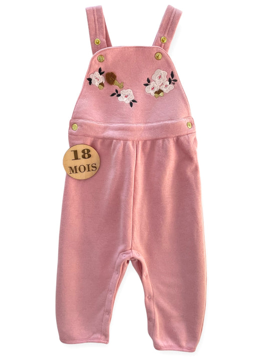 Salopette molleton rose, écureuil, Petit Bateau