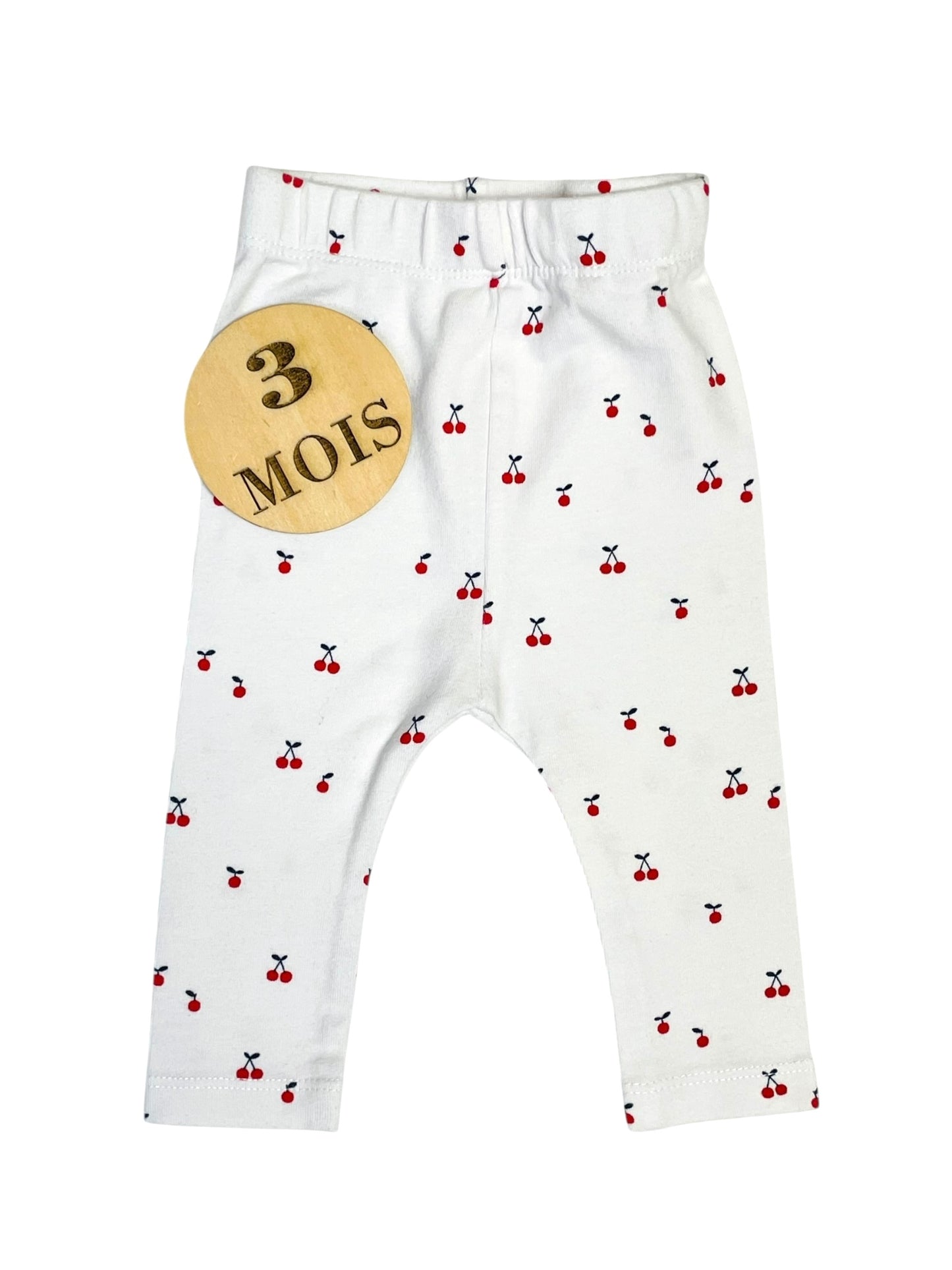 Legging blanc, cerises, Kiabi