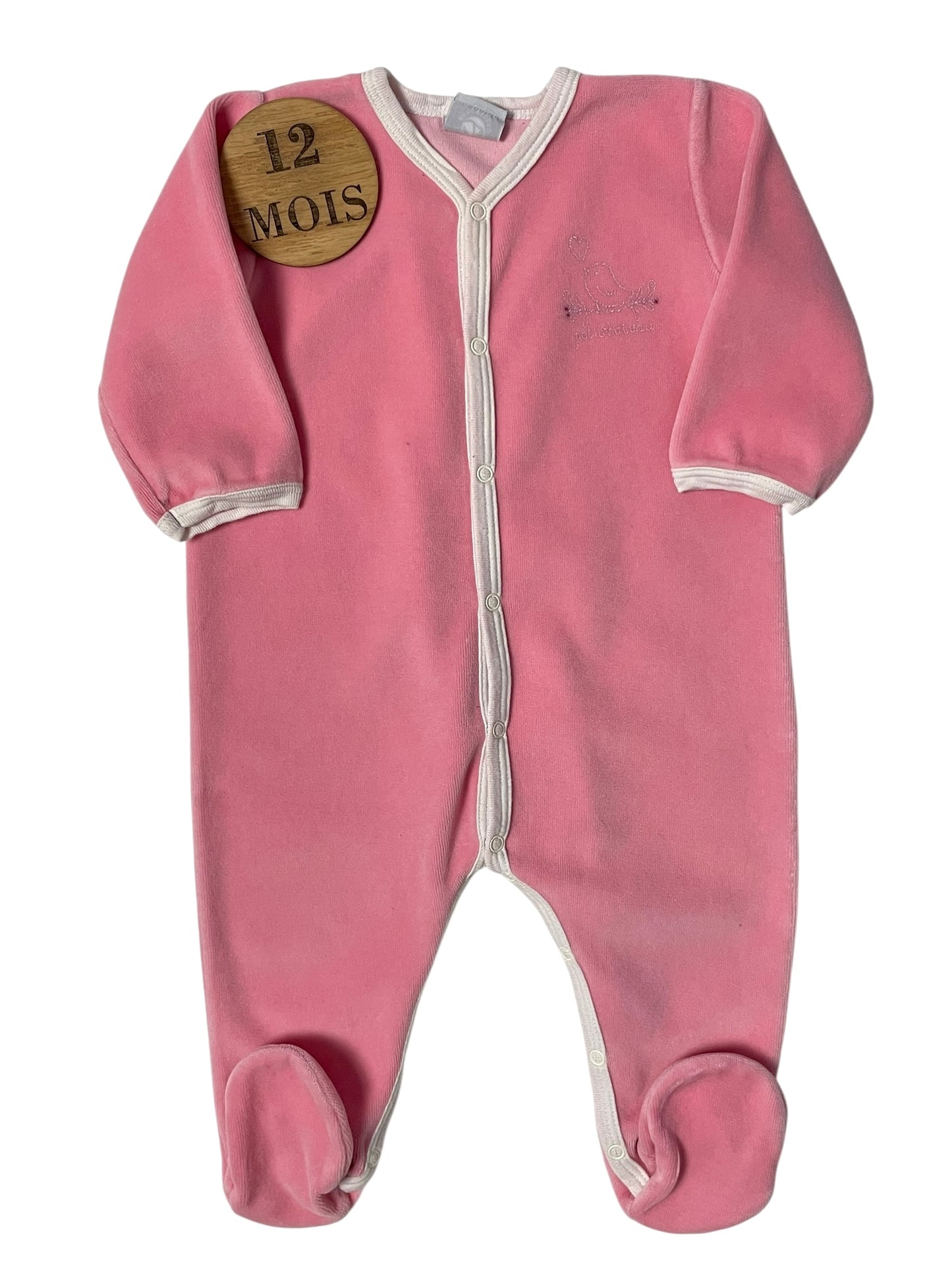 Pyjama velours, rose, Petit Bateau