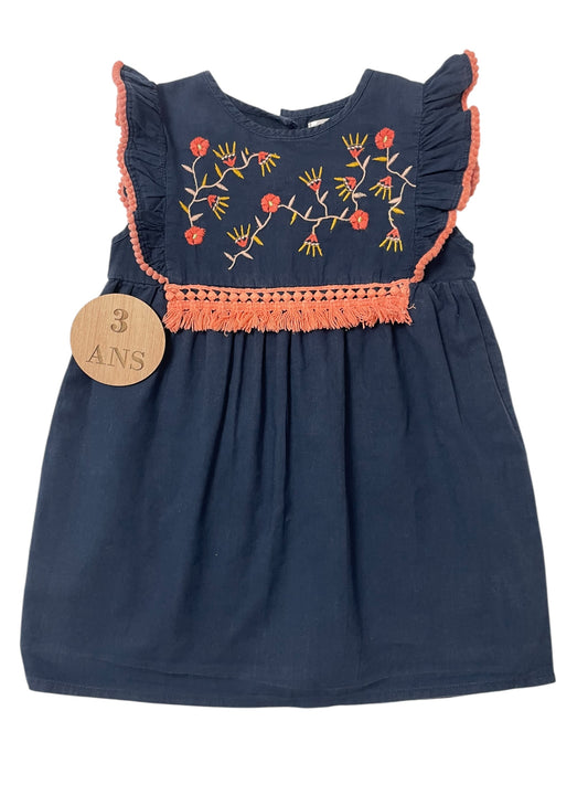 Robe bleu-marine doublée, Mes petits cailloux