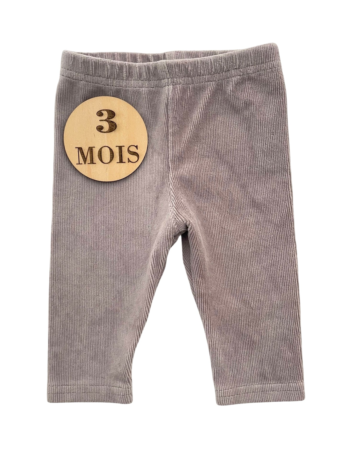 Pantalon velours gris, taille élastique