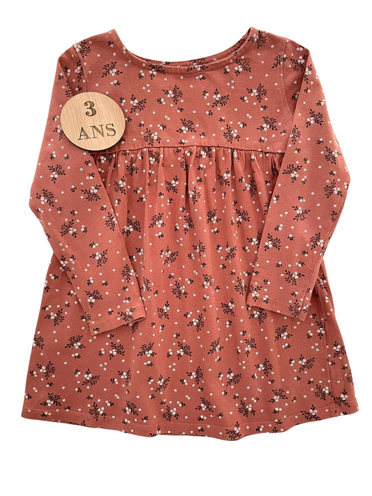 Robe coton, rose fleurie, Vertbaudet