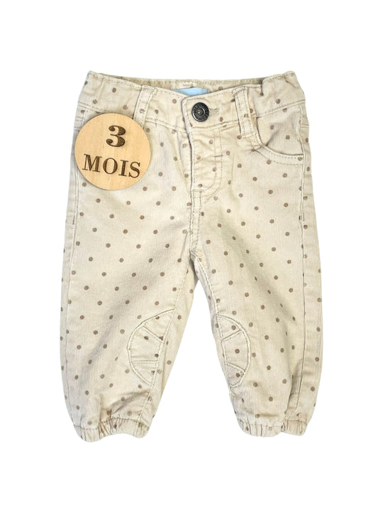 Pantalon velours écru, doublé, TQF