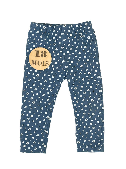 Jegging bleu à fleurs, In extenso