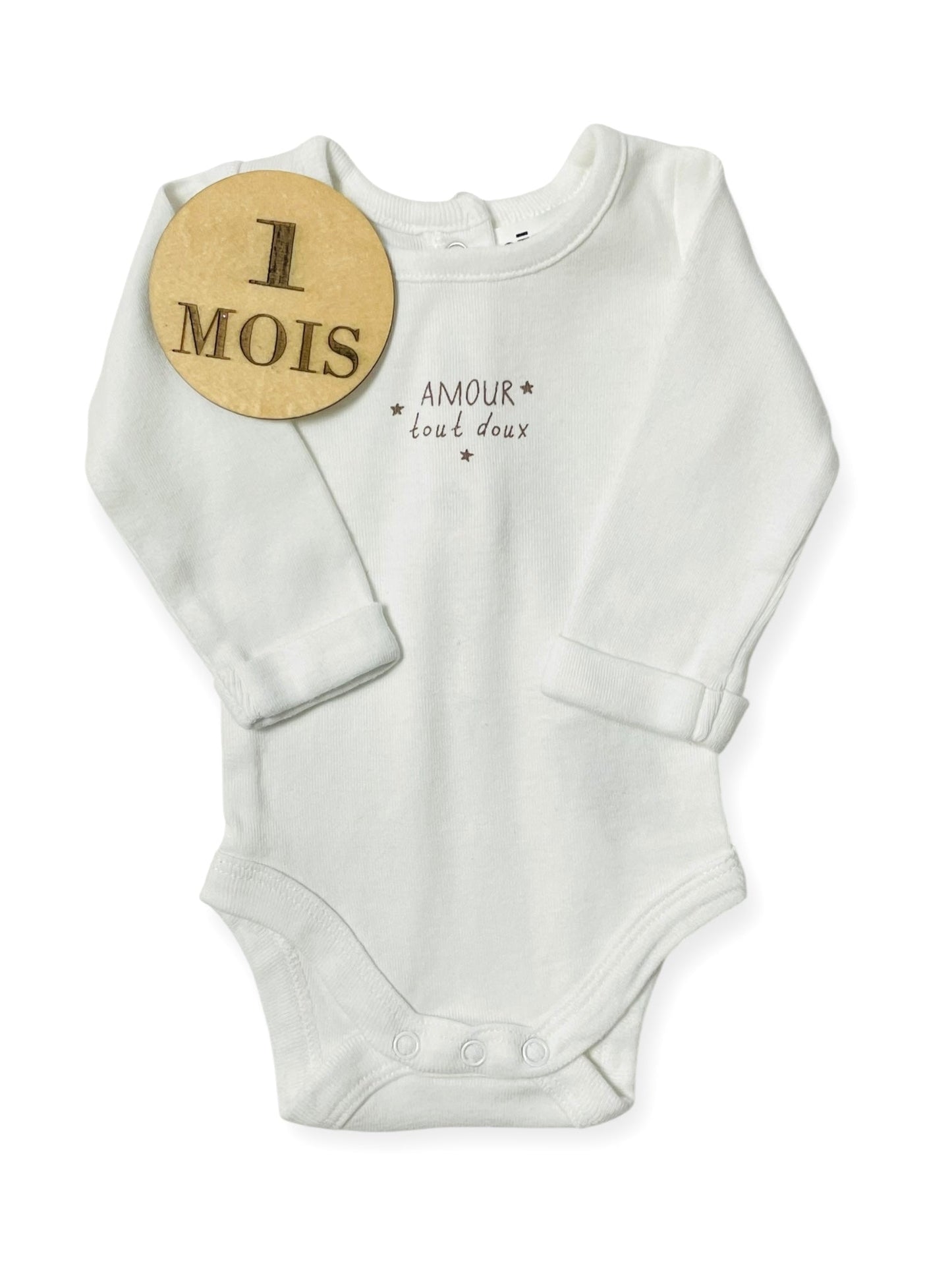 Box 11 pièces; beige / écru / bleu, 1 mois