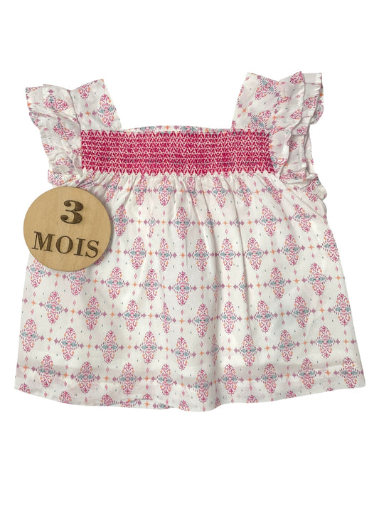 Blouse sans manche, écrue et rose, DPAM