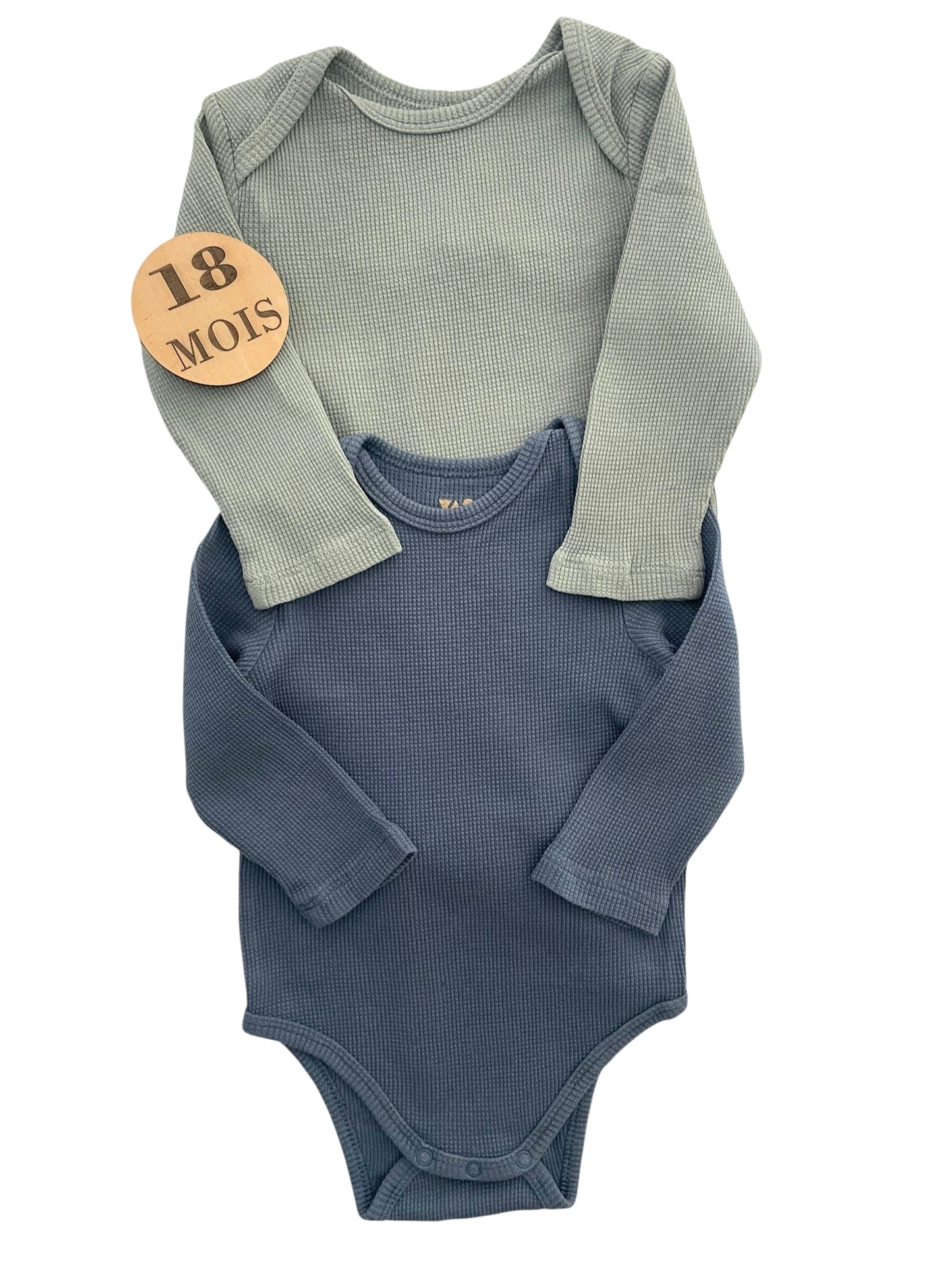 Lot 2 bodies gaufrés, bleu et vert , TAO
