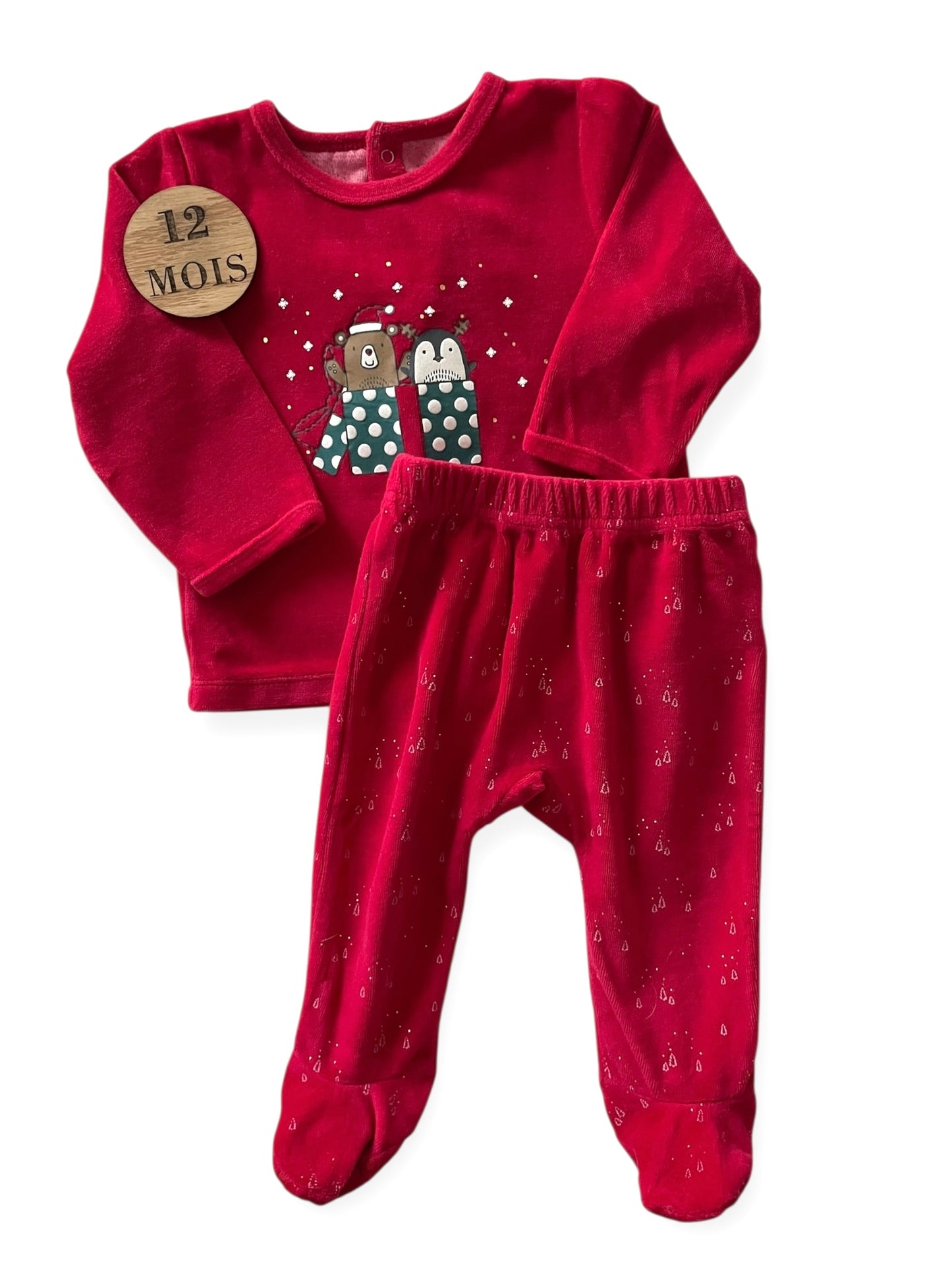 NOËL- Pyjama velours, rouge, Vertbaudet