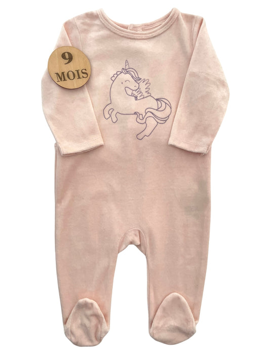 Pyjama velours rose, licorne, Gémo