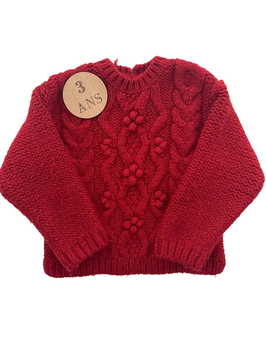 Pull en mailles, rouge, Zara