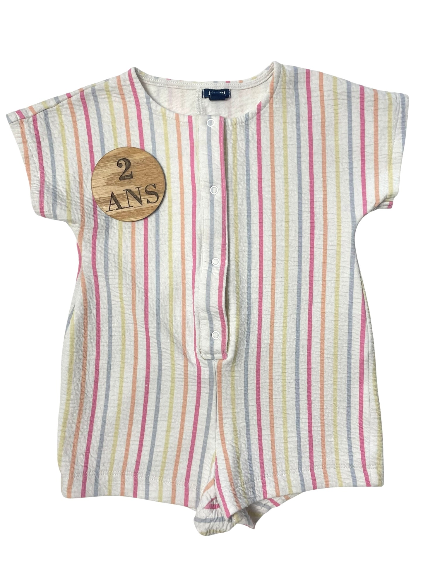 Combishort gaufrée, rayée multicolore, Kiabi