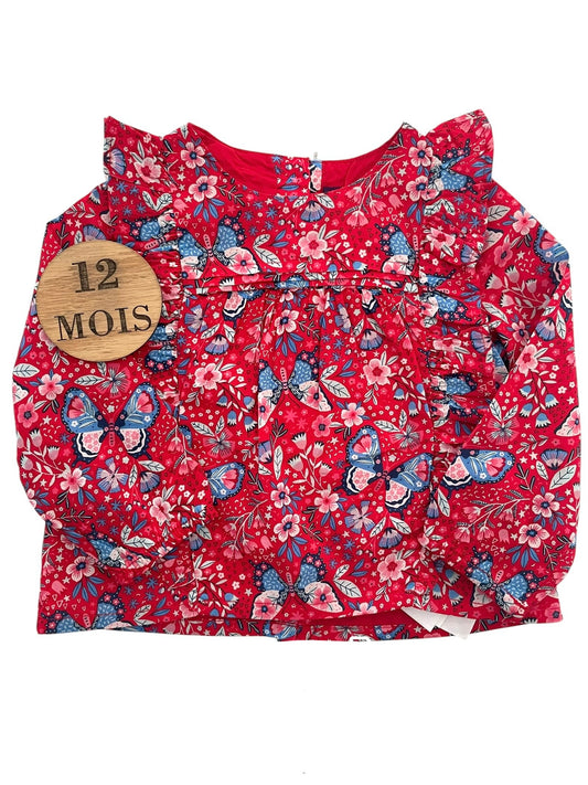 Blouse rouge fleurs / papillons, Sergent Major